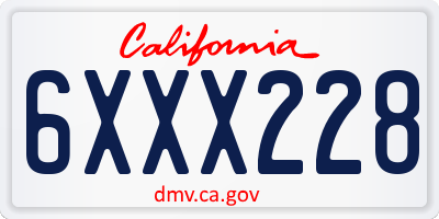 CA license plate 6XXX228