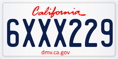 CA license plate 6XXX229