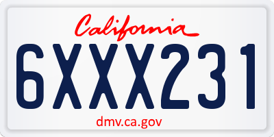 CA license plate 6XXX231