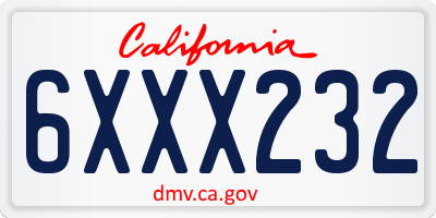 CA license plate 6XXX232