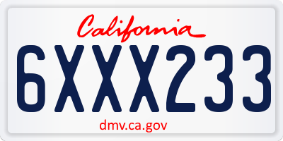 CA license plate 6XXX233