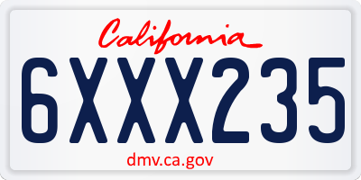 CA license plate 6XXX235