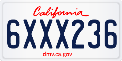 CA license plate 6XXX236