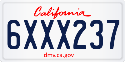 CA license plate 6XXX237