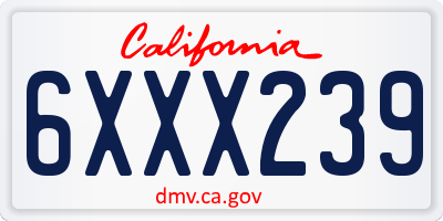 CA license plate 6XXX239
