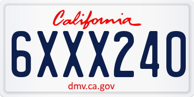 CA license plate 6XXX240