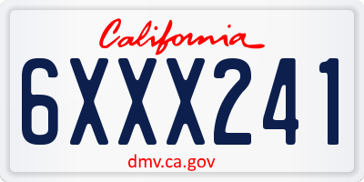 CA license plate 6XXX241