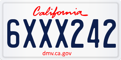 CA license plate 6XXX242