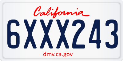 CA license plate 6XXX243