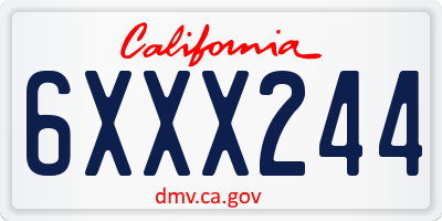 CA license plate 6XXX244