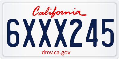 CA license plate 6XXX245