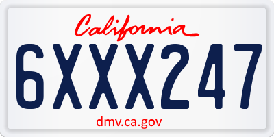 CA license plate 6XXX247