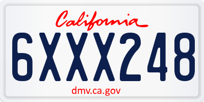 CA license plate 6XXX248