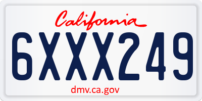 CA license plate 6XXX249