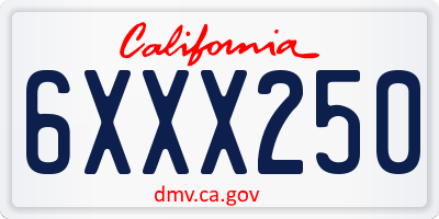 CA license plate 6XXX250