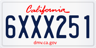 CA license plate 6XXX251