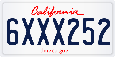 CA license plate 6XXX252