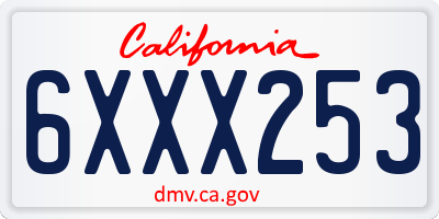 CA license plate 6XXX253
