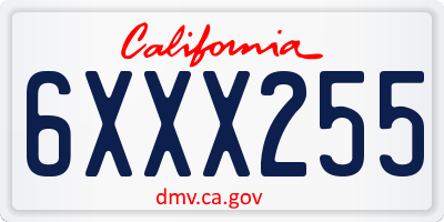 CA license plate 6XXX255