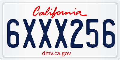 CA license plate 6XXX256