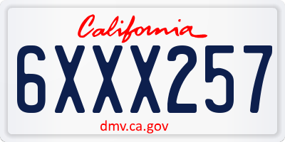 CA license plate 6XXX257