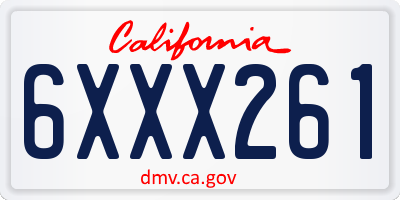 CA license plate 6XXX261