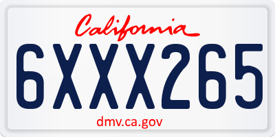 CA license plate 6XXX265