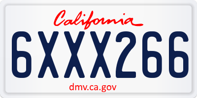 CA license plate 6XXX266