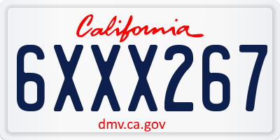 CA license plate 6XXX267