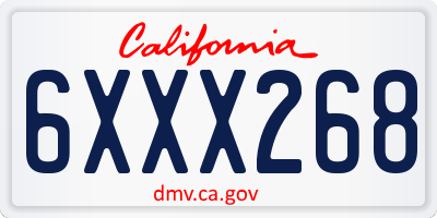 CA license plate 6XXX268