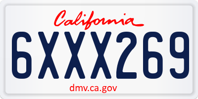 CA license plate 6XXX269