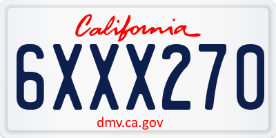 CA license plate 6XXX270