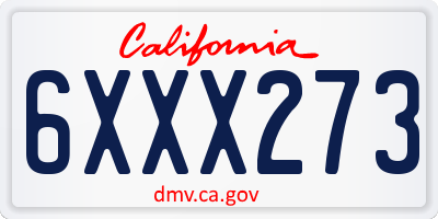 CA license plate 6XXX273
