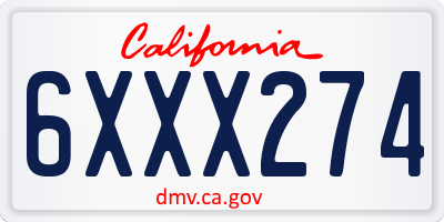 CA license plate 6XXX274