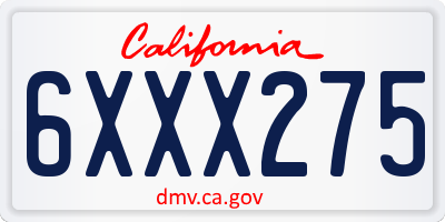 CA license plate 6XXX275
