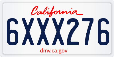CA license plate 6XXX276