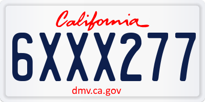 CA license plate 6XXX277
