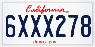 CA license plate 6XXX278