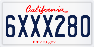 CA license plate 6XXX280