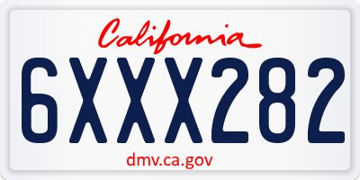 CA license plate 6XXX282