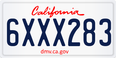 CA license plate 6XXX283