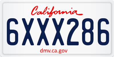 CA license plate 6XXX286