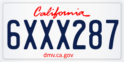 CA license plate 6XXX287