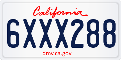 CA license plate 6XXX288