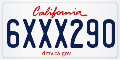 CA license plate 6XXX290