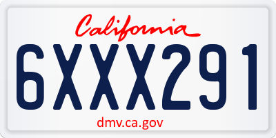 CA license plate 6XXX291