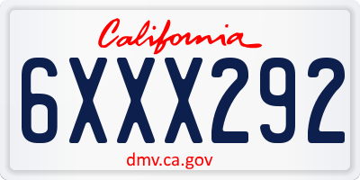 CA license plate 6XXX292