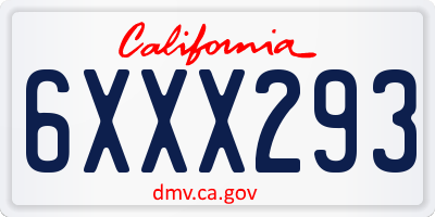CA license plate 6XXX293