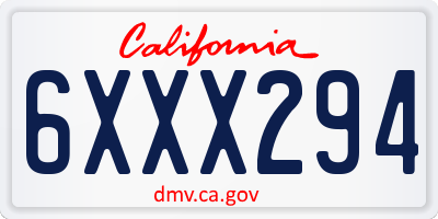 CA license plate 6XXX294