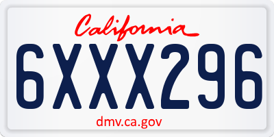 CA license plate 6XXX296